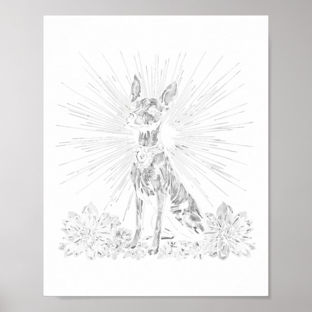 Womens Retro Tattoo Style Xoloitzcuintli Dog Lover Poster (Front)