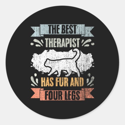 Womens Retro The Best Therapist Has Fur And Four L Classic Round Sticker