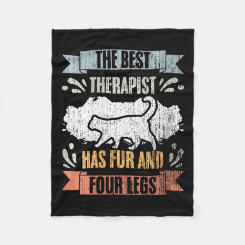 Womens Retro The Best Therapist Has Fur And Four L Fleece Blanket