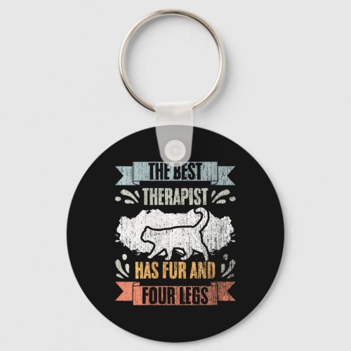 Womens Retro The Best Therapist Has Fur And Four L Keychain