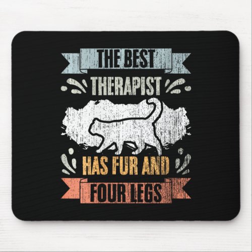Womens Retro The Best Therapist Has Fur And Four L Mouse Pad