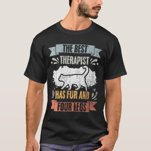 Womens Retro The Best Therapist Has Fur And Four L T_Shirt