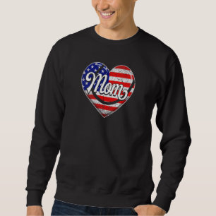 Womens Retro Usa Flag Heart Tennis Mom Mother's Da Sweatshirt