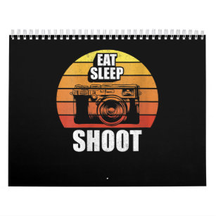 Womens Retro Vintage Eat Sleep Shoot Photography Calendar