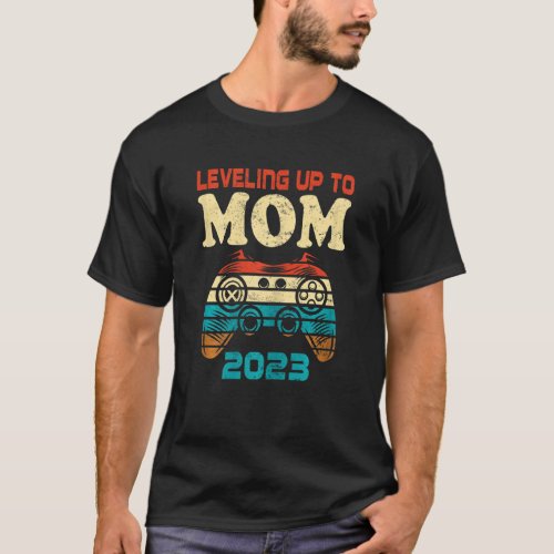 Womens Retro Vintage Leveling Up To Mom 2023 Promo T_Shirt