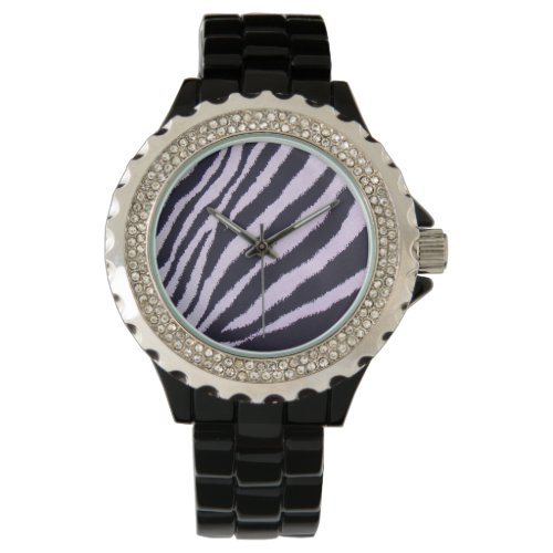 Womens Rhinestone Black and White Zebra Design Watch