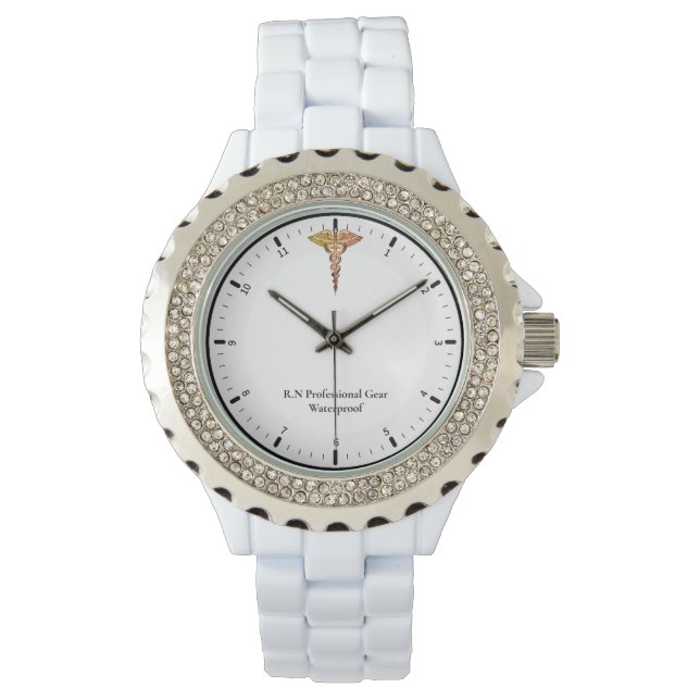 Women's Rhinestone White Enamel Watch (Front)