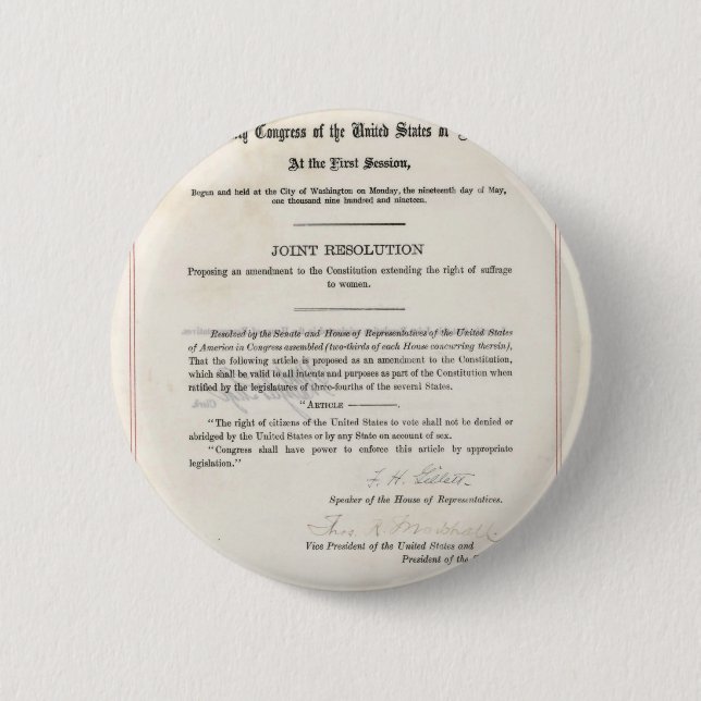 Women's Right to Vote- 19th Amendment Button (Front)
