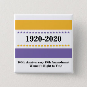 Women's Right to Vote 19th Amendment Victory Flag Button