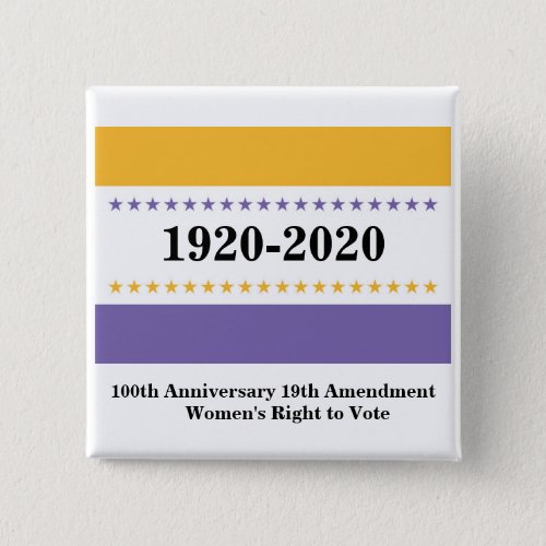 Womens Right to Vote 19th Amendment Victory Flag Button