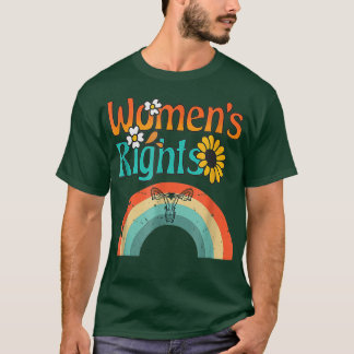 Womens Right Uterus Sunflower Rainbow  T-Shirt