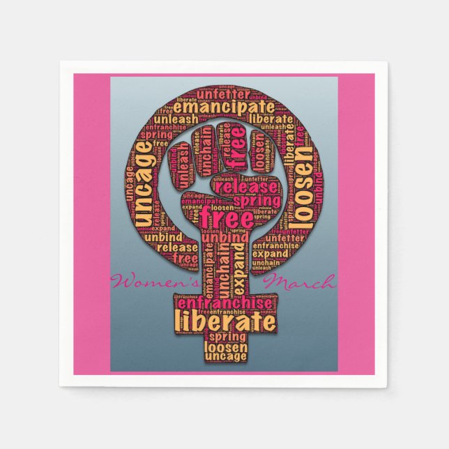 women's rights 2017 raised fist paper napkins (Front)