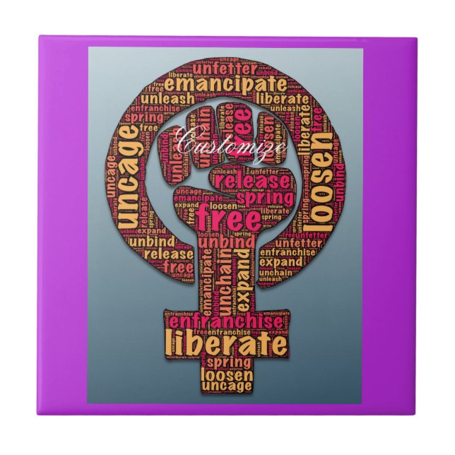 women's rights 2017 raised fist Thunder_Cove Ceramic Tile (Front)