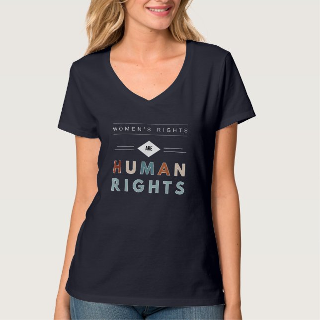 Womens Rights are Human Rights Feminism March Retr T-Shirt (Front)