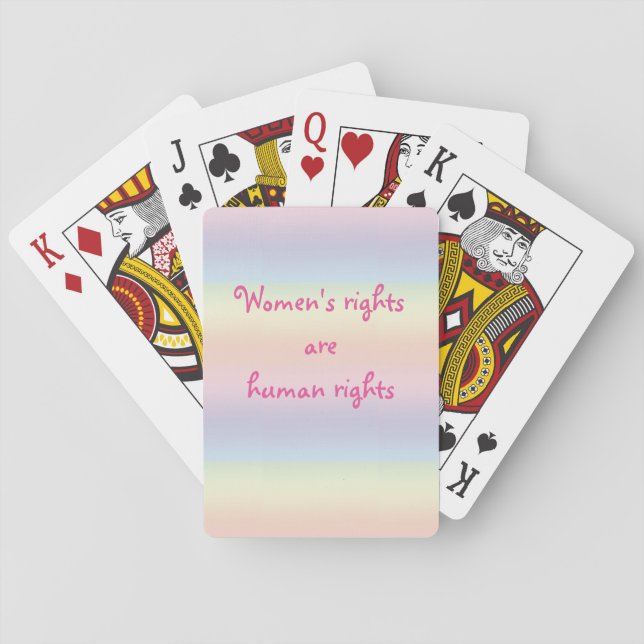 Womens Rights are Human Rights Pink Rainbow Playing Cards (Back)
