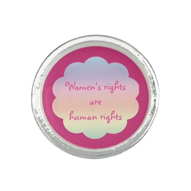 Womens Rights are Human Rights Pink Rainbow Ring