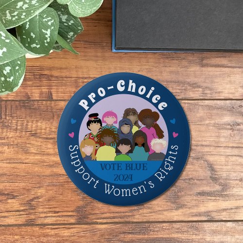 Womens Rights Blue Round Button