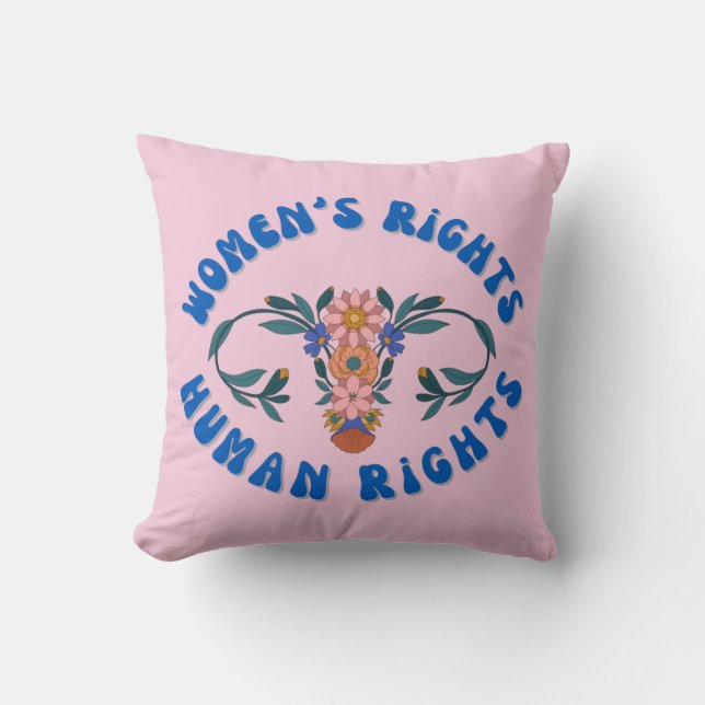 Womens Rights Human Rights Floral Uterus  Throw Pillow (Front)