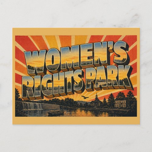 Womens Rights Park New York Waterwall Canal Art Postcard