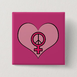 Womens Rights Protest Heart Feminist Square Button