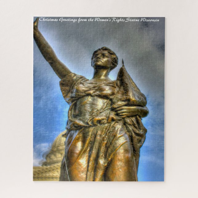 Womens Rights Statue Wisconsin.Christmas Greetings Jigsaw Puzzle (Vertical)