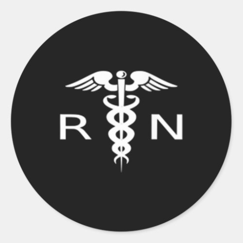 Womens RN Caduceus Symbol Logo Classic Round Sticker