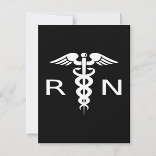 Womens RN Caduceus Symbol Logo Note Card