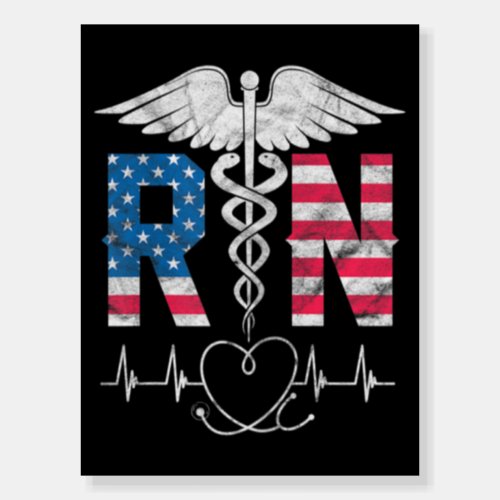 Womens RN Registered Nurse USA Flag Caduceus Foam Board