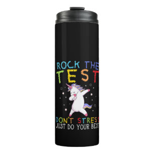 Womens Rock The Test Funny School Professor Teache Thermal Tumbler