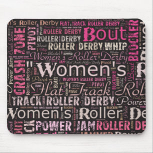 Women's Roller Derby Text Collage Mouse Pad