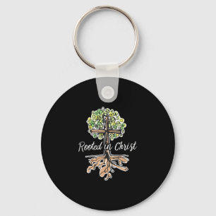 Womens Rooted in Christ Religious Christian Jesus Keychain