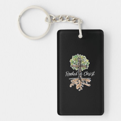 Womens Rooted in Christ Religious Christian Jesus Keychain