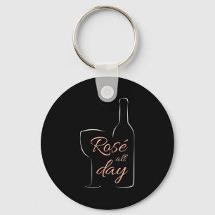 Womens Rose All Day Elegant Connoisseur Wine Lover Keychain