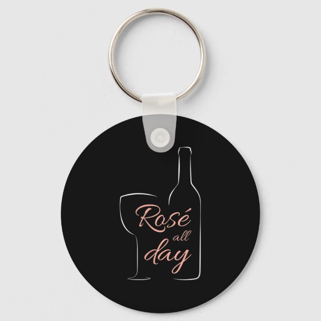 Womens Rose All Day Elegant Connoisseur Wine Lover Keychain (Front)