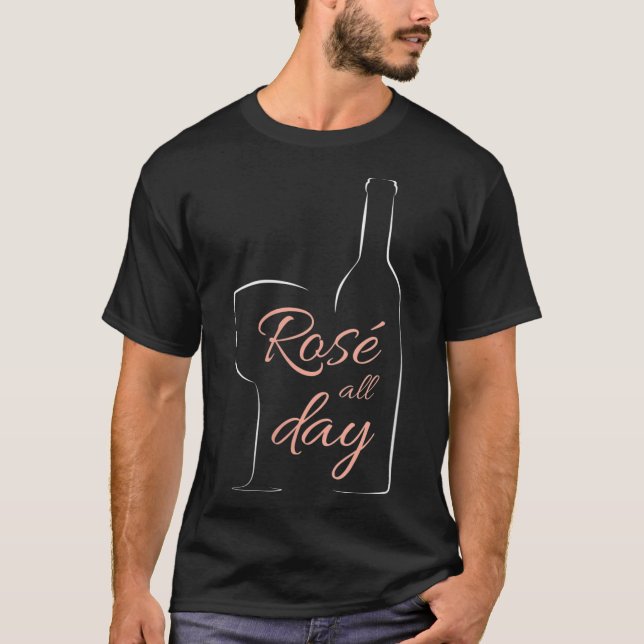 Womens Rose All Day Elegant Connoisseur Wine Lover T-Shirt (Front)