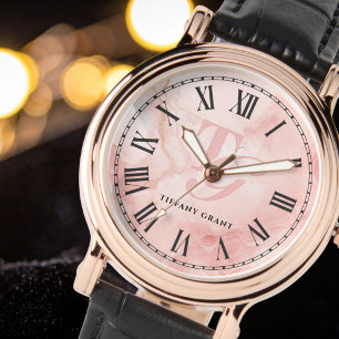 Women's Rose Gold Watch Blush Pink Marble