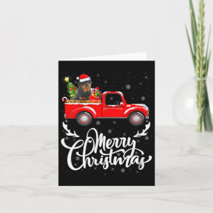 Womens Rottweiler Dog On Christmas Tree Red Truck  Card