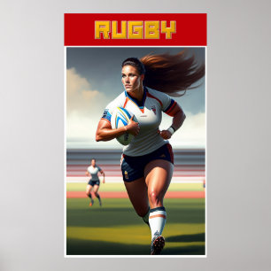 Women's Rugby Art Poster