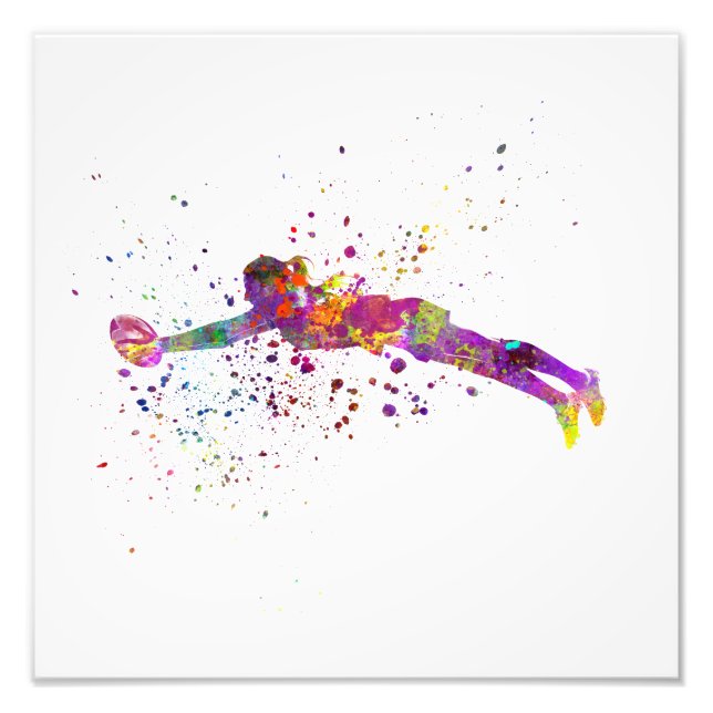 Women's rugby in watercolor photo print (Front)