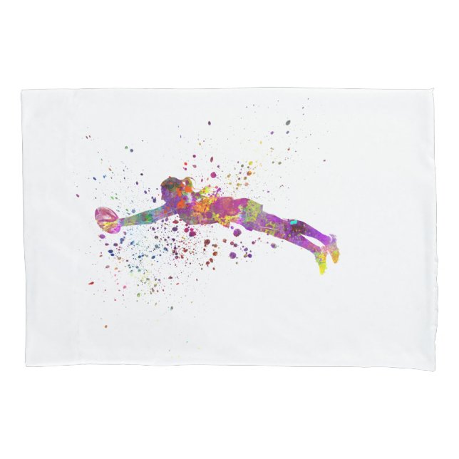 Women's rugby in watercolor pillow case (Front-Left)