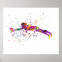 Women's rugby in watercolor