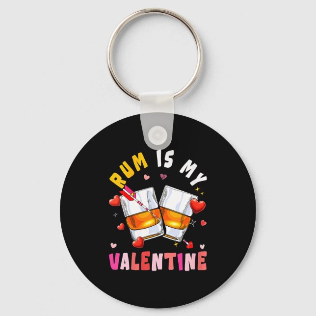 Women's Rum Is My Valentine Hearts Matching Drinke Keychain (Front)