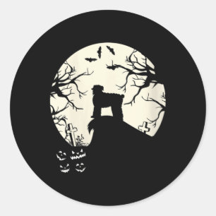 Womens Russian Black Terrier In The Moon Dog Classic Round Sticker