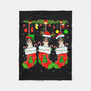 Womens Saint Bernard Dog In Christmas Socks Funny Fleece Blanket