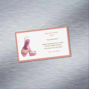 Women's Salmon Pink Shoes Fashion Business Card Magnet