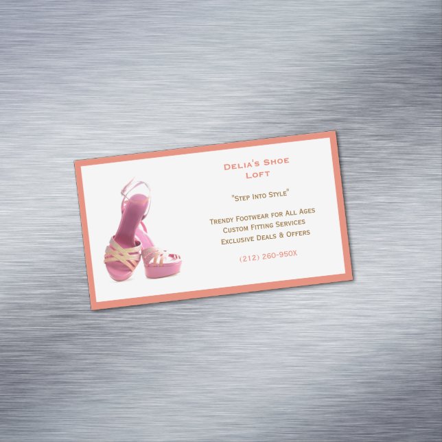  Women's Salmon Pink Shoes Fashion Business Card Magnet (In Situ)
