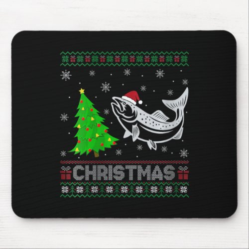 Womens Salmon Xmas Tree Lighting Ugly Christmas Sw Mouse Pad