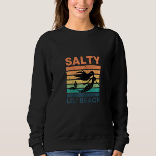 Womens Salty Lil' Beach Retro Little Mermaid Sweatshirt