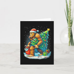 Womens Santa Bigfoot Christmas Tree Sasquatch Xmas Card