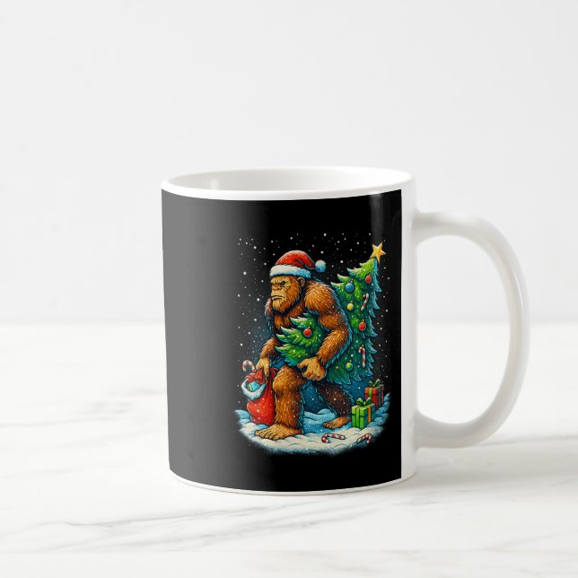 Womens Santa Bigfoot Christmas Tree Sasquatch Xmas Coffee Mug (Right)